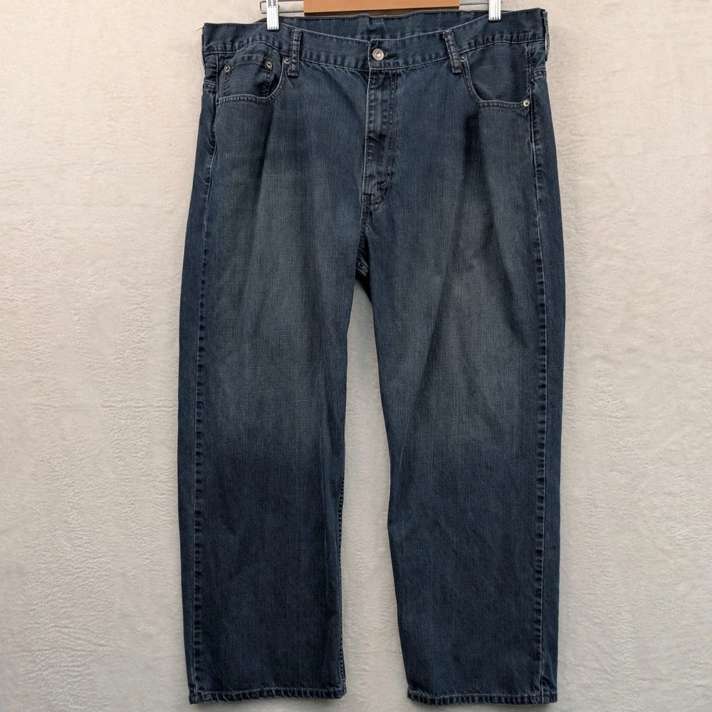 Levi Jeans Mens 43x29 Blue 569 Loose Straight Button Fly Red Tab Workwear Skater